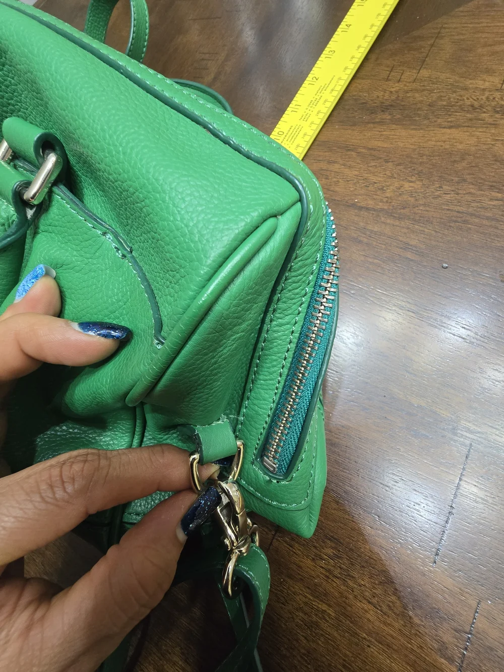 Green Leather Satchel Handbag - Unbranded